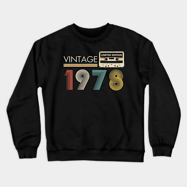 Vintage 1978 Limited Edition Cassette 45th Birthday Crewneck Sweatshirt by Kontjo